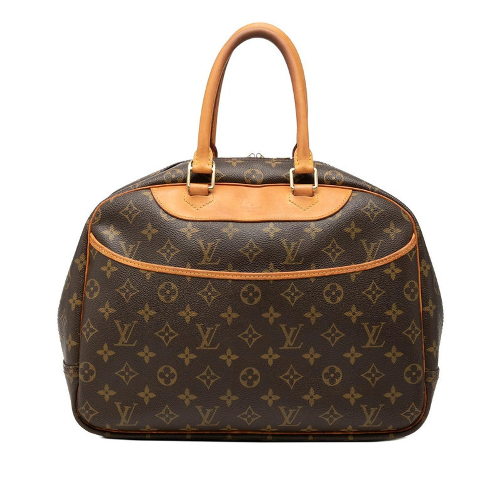 Louis Vuitton Monogram Deauville Handbag Brown Leather